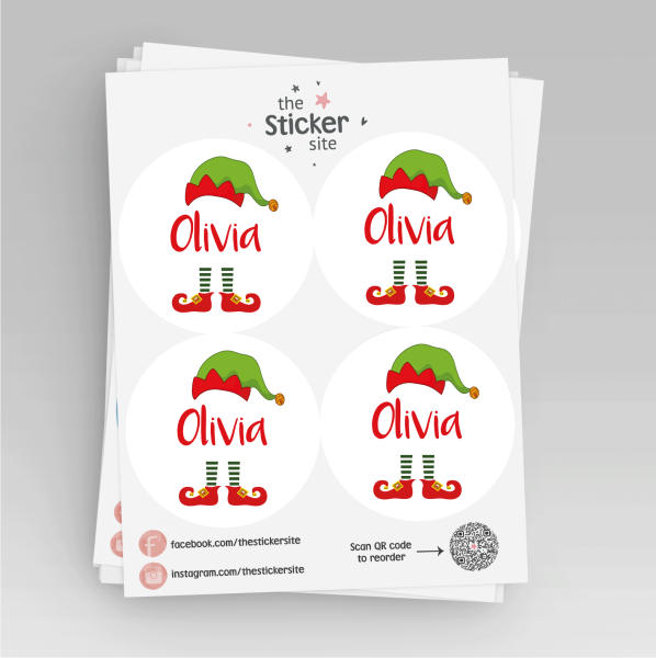 4 Extra Large Personalised Stickers Elf