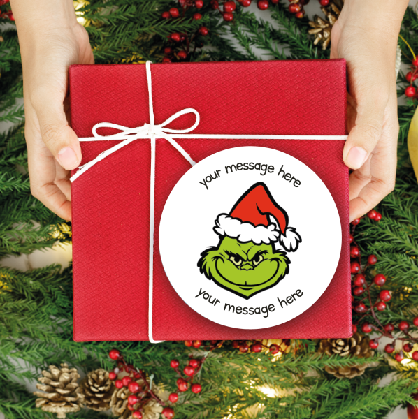 4 Extra Large Personalised Stickers Grinch