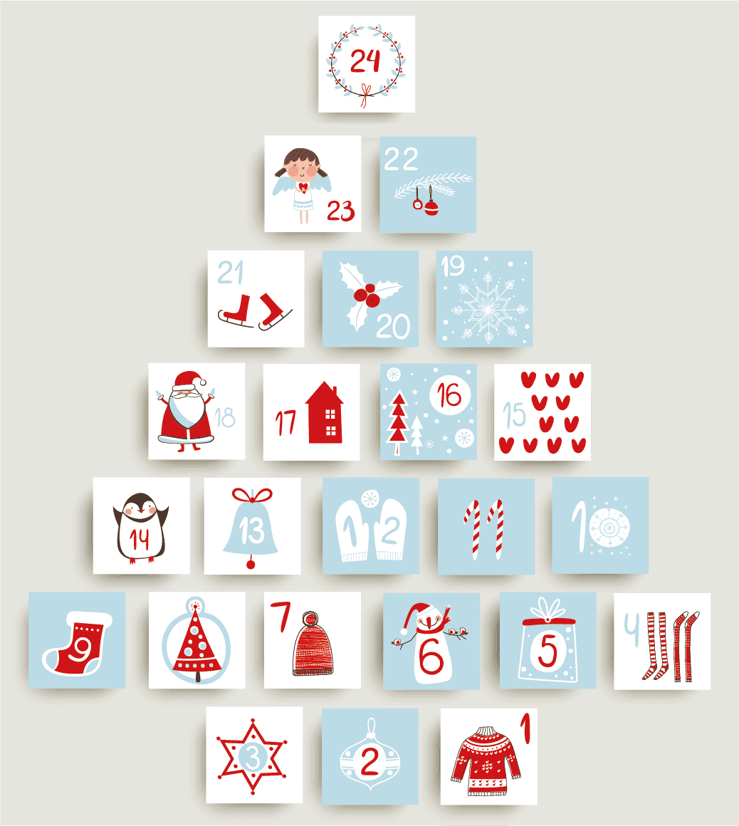 Advent Calendar Stickers - Pale Blue - - thestickersite.com