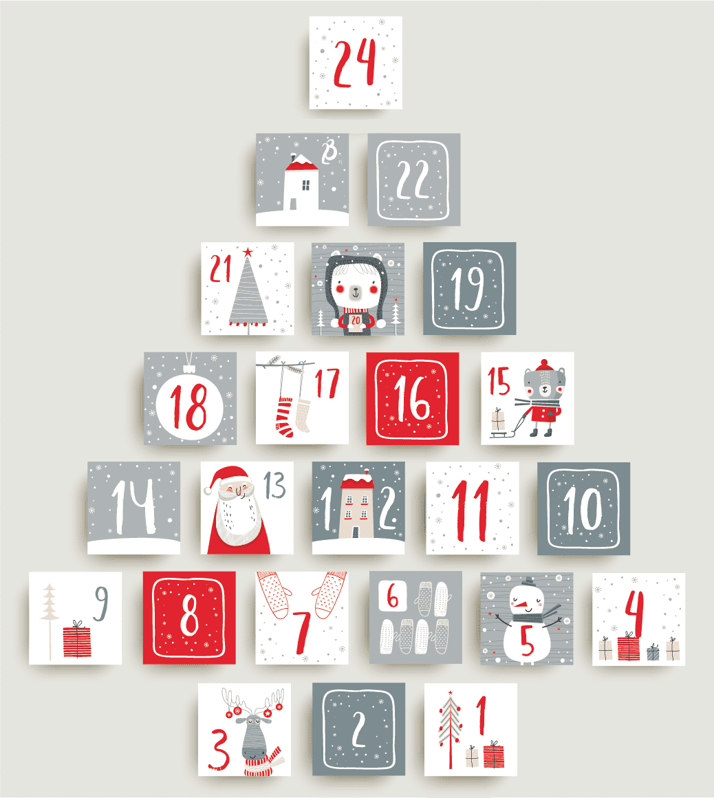 WHOLESALE Advent Calendar Stickers 1 per sheet - thestickersite.com